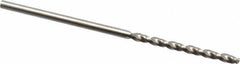 Guhring - 1.56mm 130° High Speed Steel Jobber Drill - Bright Finish, Right Hand Cut, Parabolic Flute, Straight Shank, 1-11/16" OAL, Standard Point - Eagle Tool & Supply