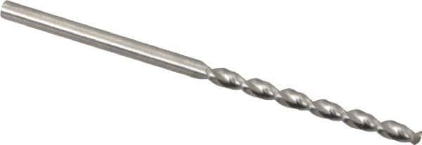 Guhring - 2.1mm 130° High Speed Steel Jobber Drill - Bright Finish, Right Hand Cut, Parabolic Flute, Straight Shank, 1-59/64" OAL, Standard Point - Eagle Tool & Supply