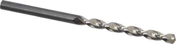 Guhring - 4.1mm 130° High Speed Steel Jobber Drill - Bright Finish, Right Hand Cut, Parabolic Flute, Straight Shank, 2-61/64" OAL, Standard Point - Eagle Tool & Supply