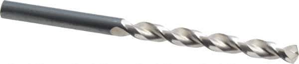 Guhring - 6.3mm 130° High Speed Steel Jobber Drill - Bright Finish, Right Hand Cut, Parabolic Flute, Straight Shank, 3-31/32" OAL, Standard Point - Eagle Tool & Supply