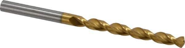 Guhring - #1 130° High Speed Steel Jobber Drill - TiN Finish, Right Hand Cut, Parabolic Flute, Straight Shank, 3-21/32" OAL, Standard Point - Eagle Tool & Supply