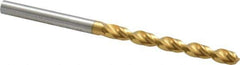 Guhring - #14 130° High Speed Steel Jobber Drill - TiN Finish, Right Hand Cut, Parabolic Flute, Straight Shank, 3-5/32" OAL, Standard Point - Eagle Tool & Supply