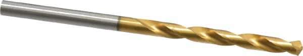Guhring - #22 130° High Speed Steel Jobber Drill - TiN Finish, Right Hand Cut, Parabolic Flute, Straight Shank, 2-15/16" OAL, Standard Point - Eagle Tool & Supply