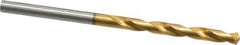 Guhring - #22 130° High Speed Steel Jobber Drill - TiN Finish, Right Hand Cut, Parabolic Flute, Straight Shank, 2-15/16" OAL, Standard Point - Eagle Tool & Supply