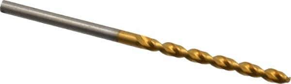 Guhring - #38 130° High Speed Steel Jobber Drill - TiN Finish, Right Hand Cut, Parabolic Flute, Straight Shank, 2-1/4" OAL, Standard Point - Eagle Tool & Supply