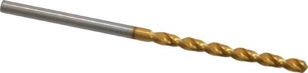 Guhring - #43 130° High Speed Steel Jobber Drill - TiN Finish, Right Hand Cut, Parabolic Flute, Straight Shank, 2-3/32" OAL, Standard Point - Eagle Tool & Supply