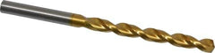 Guhring - Letter H 130° High Speed Steel Jobber Drill - TiN Finish, Right Hand Cut, Parabolic Flute, Straight Shank, 4-9/32" OAL, Standard Point - Eagle Tool & Supply