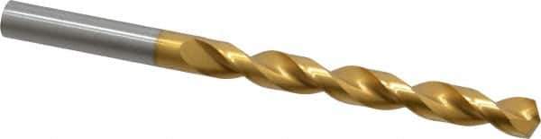 Guhring - 3/8" 130° High Speed Steel Jobber Drill - TiN Finish, Right Hand Cut, Parabolic Flute, Straight Shank, 5-1/4" OAL, Standard Point - Eagle Tool & Supply