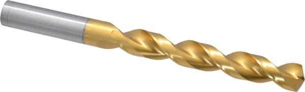 Guhring - 33/64" 130° High Speed Steel Jobber Drill - TiN Finish, Right Hand Cut, Parabolic Flute, Straight Shank, 5-15/16" OAL, Standard Point - Eagle Tool & Supply