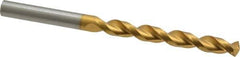 Guhring - Letter L 130° High Speed Steel Jobber Drill - TiN Finish, Right Hand Cut, Parabolic Flute, Straight Shank, 4-9/32" OAL, Standard Point - Eagle Tool & Supply