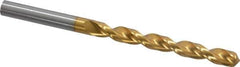 Guhring - Letter N 130° High Speed Steel Jobber Drill - TiN Finish, Right Hand Cut, Parabolic Flute, Straight Shank, 4-19/32" OAL, Standard Point - Eagle Tool & Supply