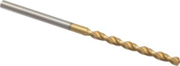 Guhring - #38 130° Cobalt Jobber Drill - TiN Finish, Right Hand Cut, Parabolic Flute, Straight Shank, 2-1/4" OAL, Standard Point - Eagle Tool & Supply