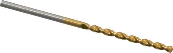 Guhring - #51 130° Cobalt Jobber Drill - TiN Finish, Right Hand Cut, Parabolic Flute, Straight Shank, 1-11/16" OAL, Standard Point - Eagle Tool & Supply