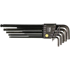 Wiha - 13 Piece, L-Key Long Arm Ball End Hex Key Set - 0.05 to 3/8" Range, Chrome Vanadium Molybdenum - Eagle Tool & Supply