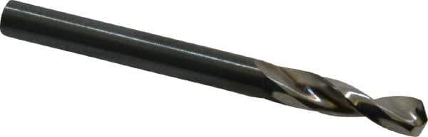 Guhring - #5 130° Parabolic Flute High Speed Steel Screw Machine Drill Bit - Bright Finish, Right Hand Cut, 1-1/32" Flute Length, 2-7/16" OAL, Standard Point, Straight Shank - Eagle Tool & Supply