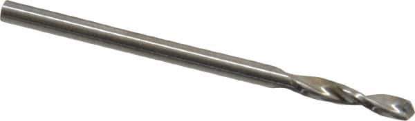 Guhring - #45 130° Parabolic Flute High Speed Steel Screw Machine Drill Bit - Bright Finish, Right Hand Cut, 15/32" Flute Length, 1-1/2" OAL, Standard Point, Straight Shank - Eagle Tool & Supply