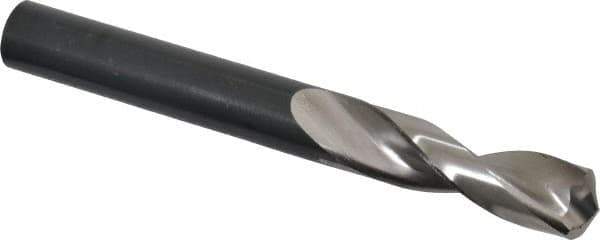 Guhring - 27/64" 130° Parabolic Flute High Speed Steel Screw Machine Drill Bit - Bright Finish, Right Hand Cut, 1-27/32" Flute Length, 3-3/4" OAL, Standard Point, Straight Shank - Eagle Tool & Supply