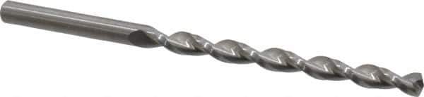 Guhring - #8 130° Solid Carbide Jobber Drill - Bright Finish, Right Hand Cut, Parabolic Flute, Straight Shank, 3-5/8" OAL, Standard Point - Eagle Tool & Supply