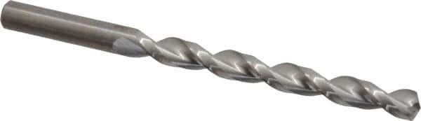 Guhring - Letter Q 130° Solid Carbide Jobber Drill - Bright Finish, Right Hand Cut, Parabolic Flute, Straight Shank, 120.65mm OAL, Standard Point - Eagle Tool & Supply