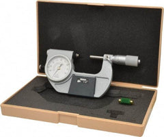 Mitutoyo - 1 to 2 Inch Range, 0.0001 Inch Graduation, Mechanical Indicating Micrometer - Accurate to 0.0001 Inch, Carbide-Tipped Measuring Face, Includes Fitted Plastic Case - Eagle Tool & Supply