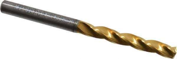 Guhring - 11/64" 150° Solid Carbide Jobber Drill - TiN Finish, Right Hand Cut, Spiral Flute, Straight Shank, 2-9/32" OAL, Standard Point - Eagle Tool & Supply