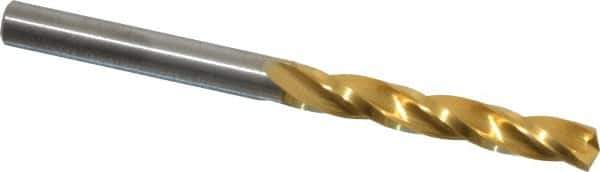 Guhring - 3/16" 150° Solid Carbide Jobber Drill - TiN Finish, Right Hand Cut, Spiral Flute, Straight Shank, 2-7/16" OAL, Standard Point - Eagle Tool & Supply