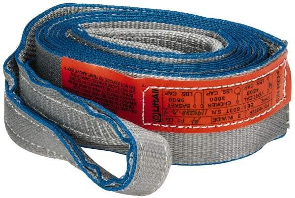 Lift-All - 14' Long x 3" Wide, 4,800 Lb Vertical Capacity, 1 Ply, Polyester Web Sling - 3,800 Lb Choker Capacity, Silver (Color) - Eagle Tool & Supply