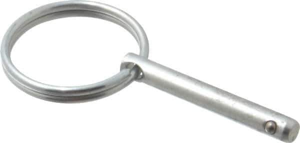 Gibraltar - 3/16" Pin Diam, 1-3/16" Long, Zinc Plated Steel Ball Lock Hitch Pin - 1" Usable Length - Eagle Tool & Supply
