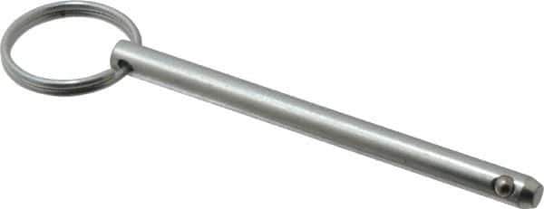 Gibraltar - 1/4" Pin Diam, 3-1/4" Long, Zinc Plated Steel Ball Lock Hitch Pin - 3" Usable Length - Eagle Tool & Supply