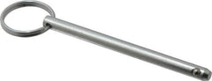 Gibraltar - 1/4" Pin Diam, 3-1/4" Long, Zinc Plated Steel Ball Lock Hitch Pin - 3" Usable Length - Eagle Tool & Supply