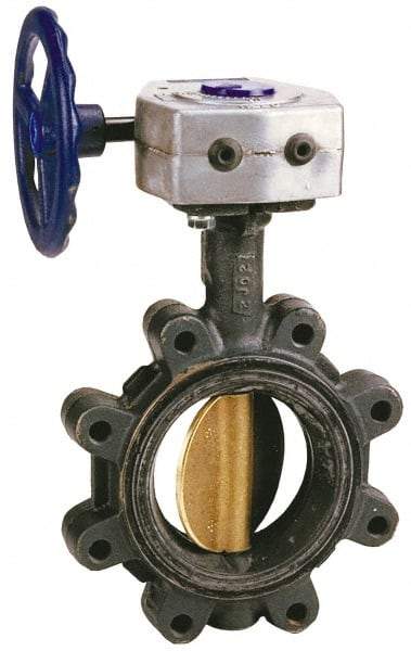 NIBCO - 8" Pipe, Lug Butterfly Valve - Gear Handle, Ductile Iron Body, Buna-N Seat, 200 WOG, Aluminum Bronze Disc, Stainless Steel Stem - Eagle Tool & Supply