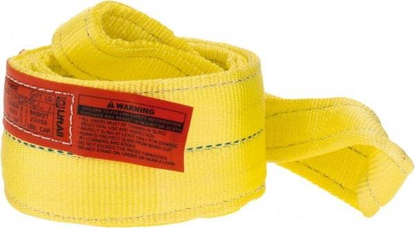 Lift-All - 6' Long x 4" Wide, 11,500 Lb Vertical Capacity, 2 Ply, Polyester Web Sling - 9,200 Lb Choker Capacity, Yellow - Eagle Tool & Supply