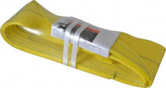 Lift-All - 3' Long x 4" Wide, 11,500 Lb Vertical Capacity, 2 Ply, Polyester Web Sling - 9,200 Lb Choker Capacity, Yellow - Eagle Tool & Supply
