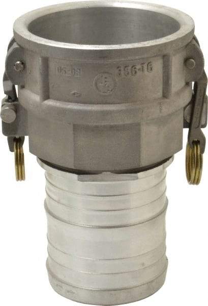 EVER-TITE Coupling Products - 4" Aluminum Cam & Groove Suction & Discharge Hose Female Coupler Hose Shank - Part C, 100 Max psi - Eagle Tool & Supply