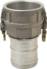 EVER-TITE Coupling Products - 4" Aluminum Cam & Groove Suction & Discharge Hose Female Coupler Hose Shank - Part C, 100 Max psi - Eagle Tool & Supply