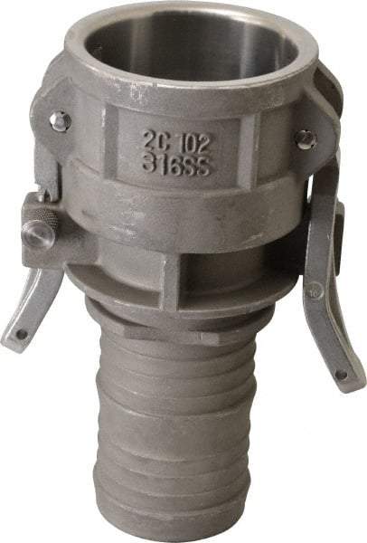 EVER-TITE Coupling Products - 1" Stainless Steel Cam & Groove Suction & Discharge Hose Female Coupler Hose Shank - Part C, 250 Max psi - Eagle Tool & Supply
