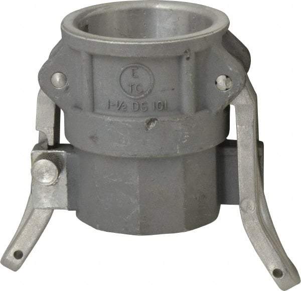 EVER-TITE Coupling Products - 1-1/2" Aluminum Cam & Groove Suction & Discharge Hose Female Coupler Female NPT Thread - Part D, 1-1/2" Lock-On Thread, 250 Max psi - Eagle Tool & Supply