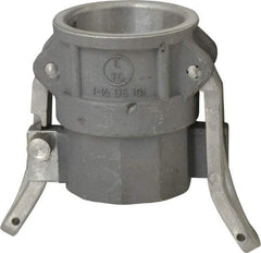 EVER-TITE Coupling Products - 1-1/2" Aluminum Cam & Groove Suction & Discharge Hose Female Coupler Female NPT Thread - Part D, 1-1/2" Lock-On Thread, 250 Max psi - Eagle Tool & Supply