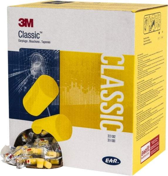3M - Disposable, Uncorded, 29 dB, Barrel Earplugs - Yellow, 1000 Pairs - Eagle Tool & Supply