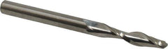 Onsrud - 1/4" Cutting Diam x 1-1/8" Length of Cut, 2 Flute, Upcut Spiral Router Bit - Uncoated, Right Hand Cut, Solid Carbide, 3" OAL x 1/4" Shank Diam, Ball End Taper, 30° Helix Angle - Eagle Tool & Supply