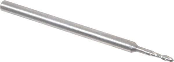 Onsrud - 1/16" Cutting Diam x 1/4" Length of Cut, 2 Flute, Upcut Spiral Router Bit - Uncoated, Right Hand Cut, Solid Carbide, 2" OAL x 1/8" Shank Diam, Ball End Taper, 30° Helix Angle - Eagle Tool & Supply