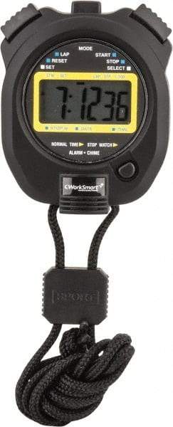 Value Collection - LCD Digital Stopwatch with Split Counter - 4 Functions, 1/100 Sec Resolution, Black - Eagle Tool & Supply