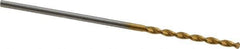 Guhring - 1.1mm 130° High Speed Steel Jobber Drill - TiN Finish, Right Hand Cut, Parabolic Flute, Straight Shank, 1-7/16" OAL, Standard Point - Eagle Tool & Supply