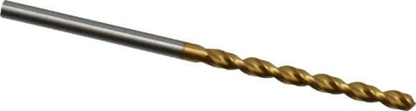 Guhring - 2.35mm 130° High Speed Steel Jobber Drill - TiN Finish, Right Hand Cut, Parabolic Flute, Straight Shank, 2-3/32" OAL, Standard Point - Eagle Tool & Supply