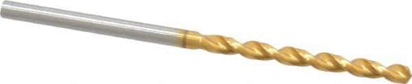 Guhring - 2.6mm 130° High Speed Steel Jobber Drill - TiN Finish, Right Hand Cut, Parabolic Flute, Straight Shank, 2-1/4" OAL, Standard Point - Eagle Tool & Supply
