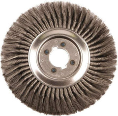 Weiler - 12" OD, 2" Arbor Hole, Knotted Steel Wheel Brush - 3/4" Face Width, 2-3/4" Trim Length, 0.014" Filament Diam, 3,600 RPM - Eagle Tool & Supply