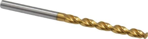 Guhring - 4.2mm 130° High Speed Steel Jobber Drill - TiN Finish, Right Hand Cut, Parabolic Flute, Straight Shank, 2-15/16" OAL, Standard Point - Eagle Tool & Supply