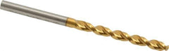 Guhring - 4.25mm 130° High Speed Steel Jobber Drill - TiN Finish, Right Hand Cut, Parabolic Flute, Straight Shank, 2-15/16" OAL, Standard Point - Eagle Tool & Supply