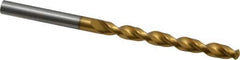 Guhring - 5.5mm 130° High Speed Steel Jobber Drill - TiN Finish, Right Hand Cut, Parabolic Flute, Straight Shank, 93mm OAL, Standard Point - Eagle Tool & Supply