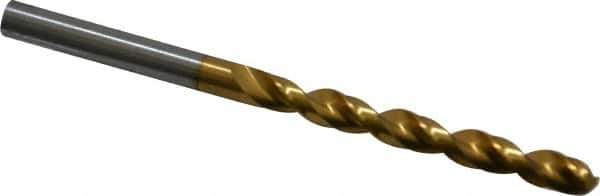 Guhring - 5.7mm 130° High Speed Steel Jobber Drill - TiN Finish, Right Hand Cut, Parabolic Flute, Straight Shank, 93mm OAL, Standard Point - Eagle Tool & Supply